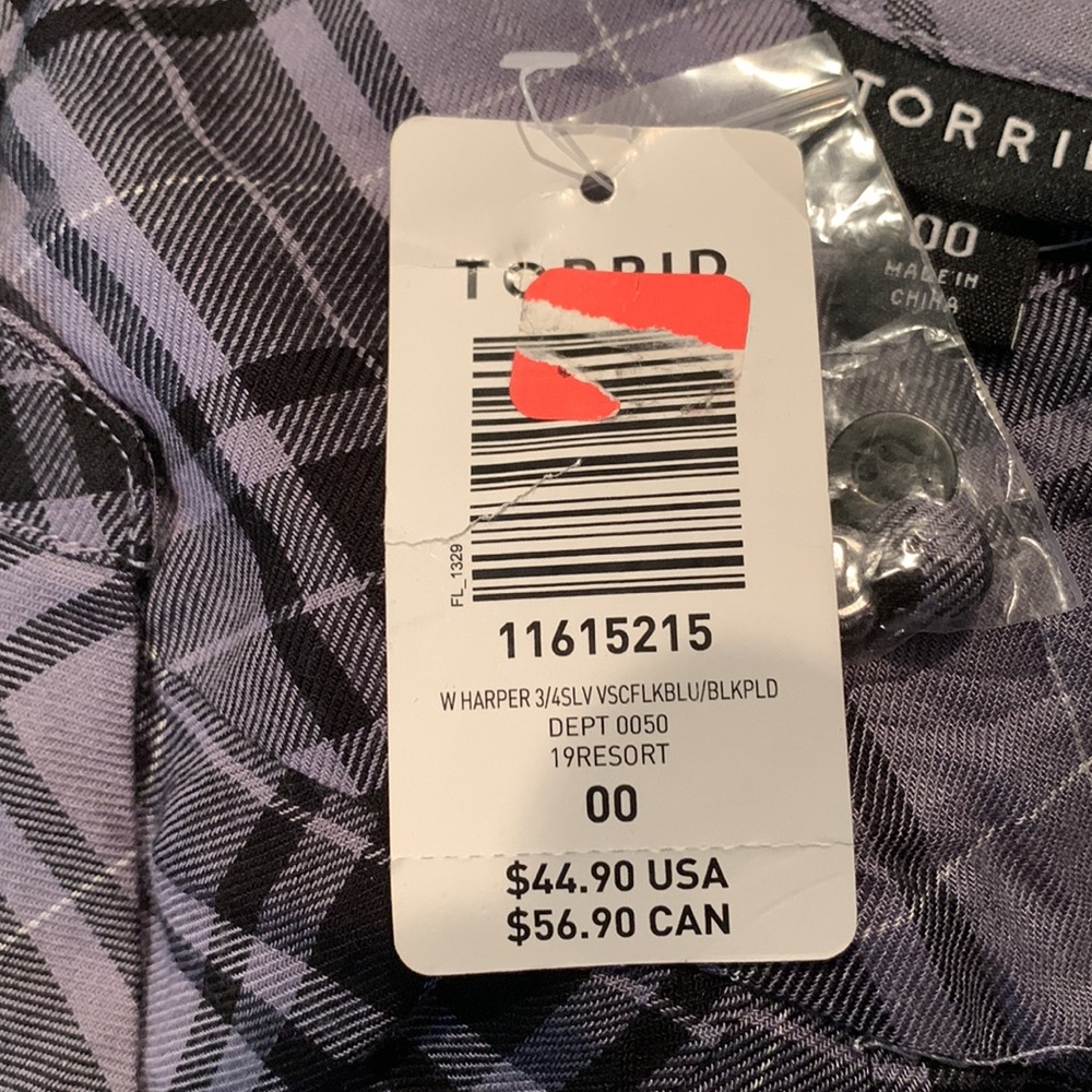 Torrid Harper Blue/Black Plaid Twill Pullover - Picture 8 of 8
